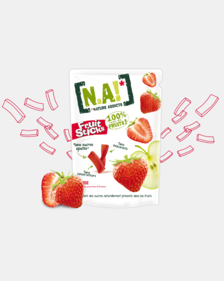 Gommes Fruit Sticks Sans Sucres Ajoutés 35g - Fraise | 30 Box – Nature Addicts