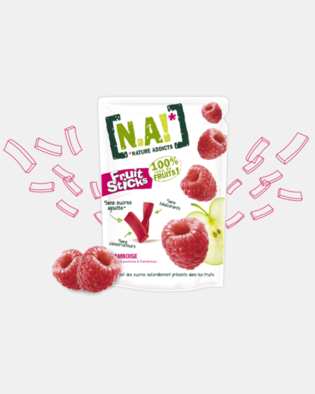 Gommes Fruit Sticks Sans Sucres Ajoutés 35g - Framboise | 30 Box – Nature Addicts