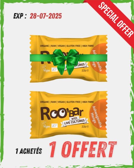Boule d'Ashwagandha & Mangue avec Cultures Vivantes, Bio 22 Gr | 20 Box – Roobar