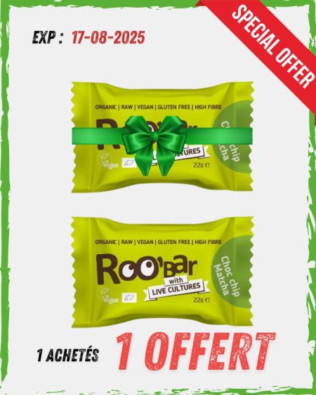 Energy Ball Bio au Matcha, Pépites de Chocolat Noir et Menthe 22 Gr | 20 Box – Roobar