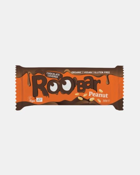 Barre aux cacahuètes enrobées de chocolat, Bio 30 Gr | 16 Box – Roobar