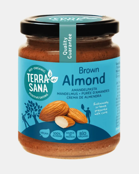 Beurre d’Amandes Brunes Bio – 100 % Amandes non émondées 250 Gr | 6 Box – Terrasana