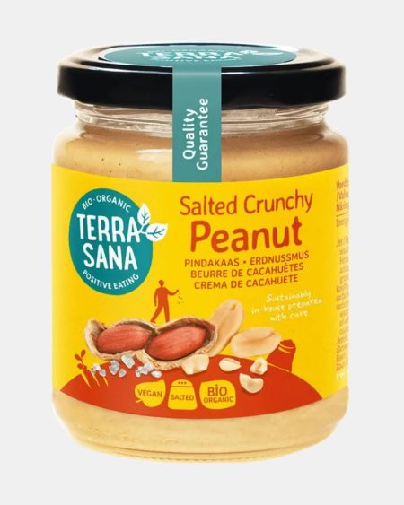 Beurre de Cacahuètes Bio Crunchy – Avec Sel de l’Himalaya (100 % Cacahuètes) 250 Gr | 6 Box – Terrasana